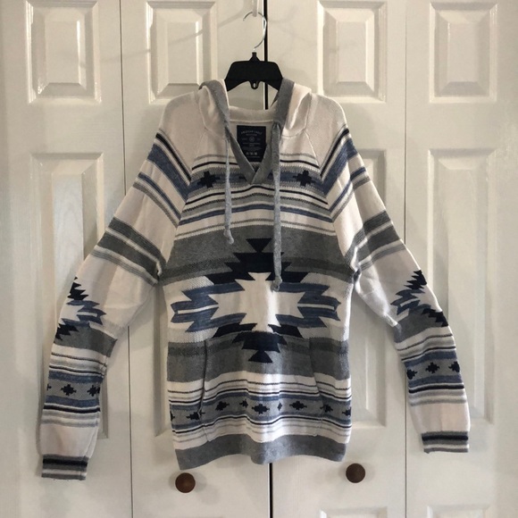 American Eagle Outfitters Shirts | American Eagle Baja Hoodie | Color: Blue/Cream/Gray | Size: M | Trmiller2022's Closet
